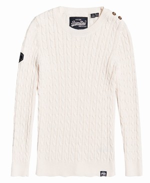 Superdry Croyde Bay Cable Női Kötöttáru Krém | ORUZN8406